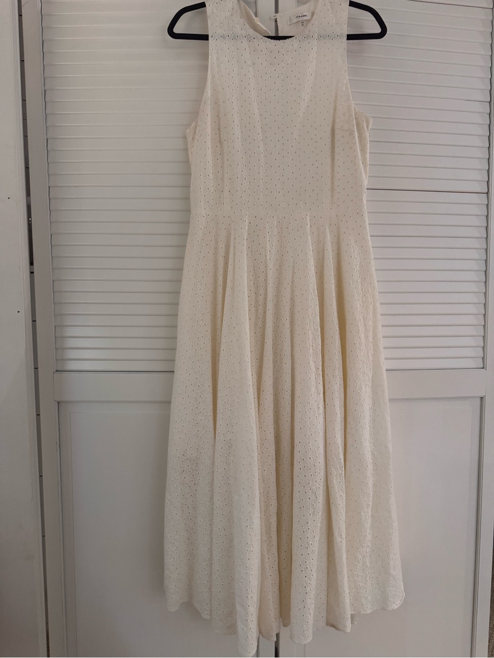 Frame White Broderie Anglaise Cotton Eyelet Midi Dress - Picture 4 of 7